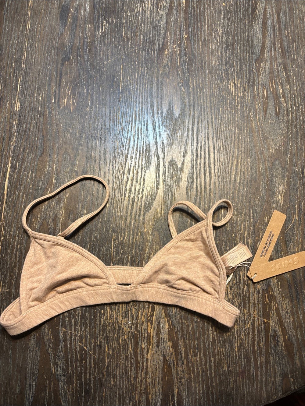SKIMS everyday cotton triangle small clay heather Bralette NWT